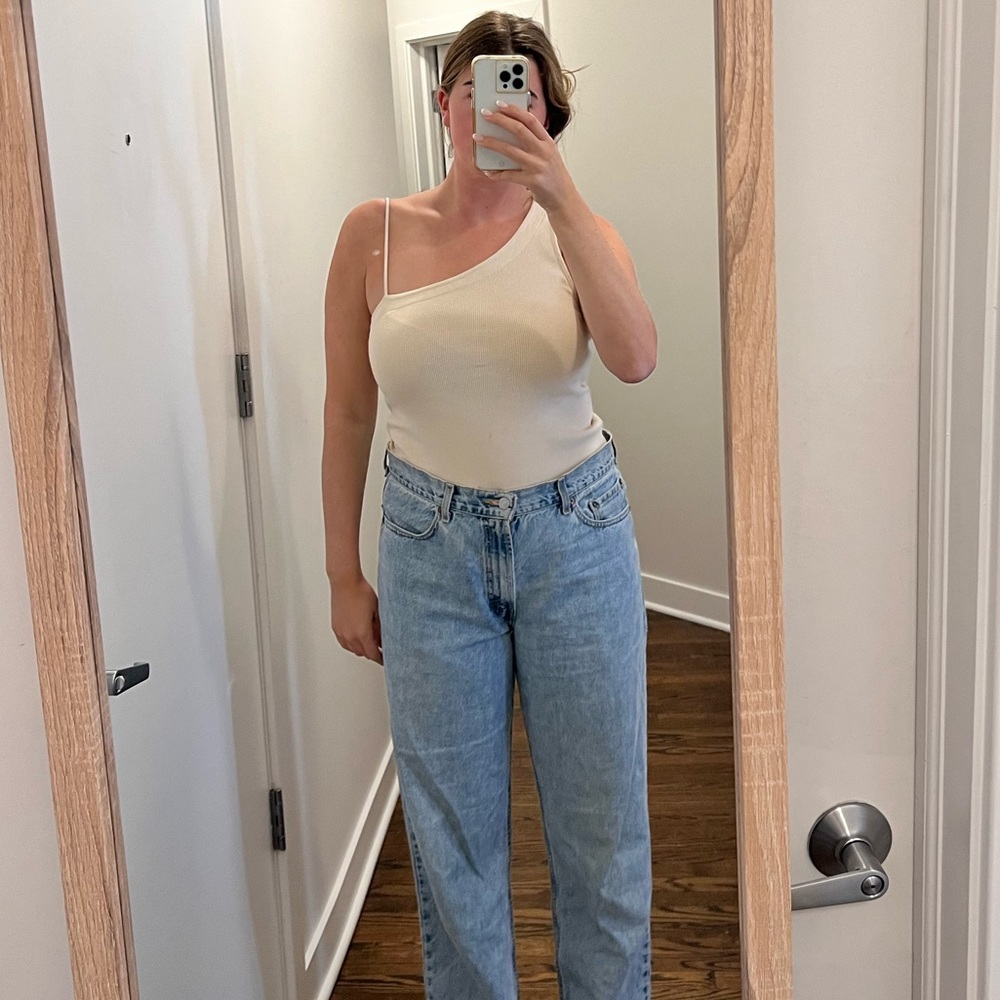 Free people beige one shoulder top
